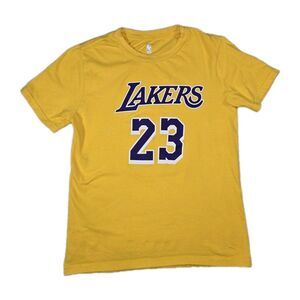 Boys NBA LA Lakers LeBron James #23 T Shirt Yellow Medium 10/12